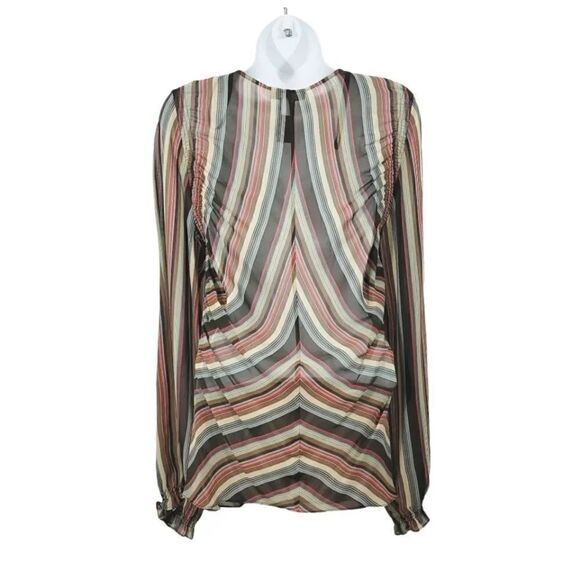 Vintage 90's Y2K Kenneth Cole 100% Silk Striped Longsleeve Top Size 8 - Picture 7 of 13